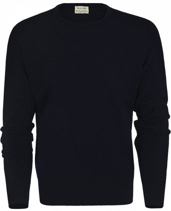 William Lockie Ronde Hals Lamswol Pullover | Navy