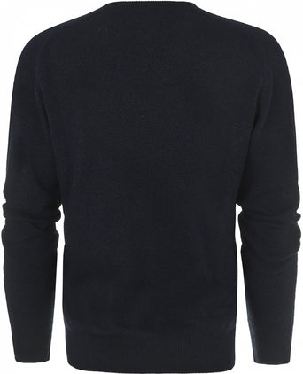 William Lockie Round Neck Lambswool Pullover | Oxford Blue