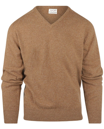 William Lockie V-neck Lambswool Pullover | Driftwood