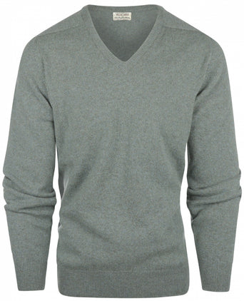 William Lockie V-hals Lamswol Pullover | Caspian/Landscape