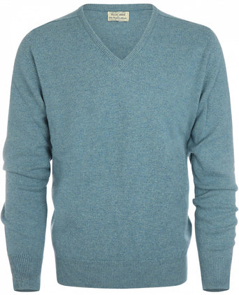 William Lockie V-hals Lamswol Pullover | Lovat
