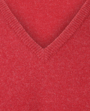 William Lockie V-neck Lambswool Pullover | Poppy Melange