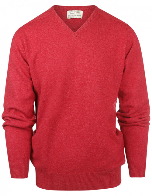 William Lockie V-neck Lambswool Pullover | Poppy Melange
