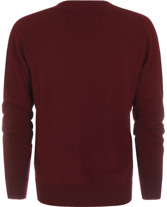 William Lockie V-neck Lambswool Pullover | Bordeaux