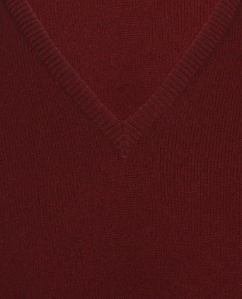 William Lockie V-neck Lambswool Pullover | Bordeaux