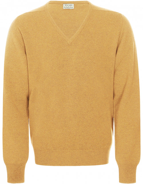William Lockie V-neck Lambswool Pullover | Harvest Gold