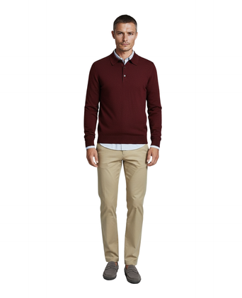 Pullover polo merino wool | Bordeaux