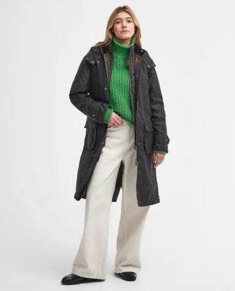 Barbour Long Cannich Wax Jacket Dames | Groen