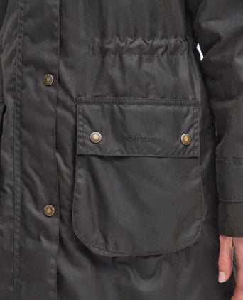 Barbour Long Cannich Wax Jacket Dames | Groen