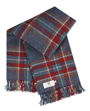 Irish Plaid from Shetland Wool | Denim Blue Rust Red Plaid