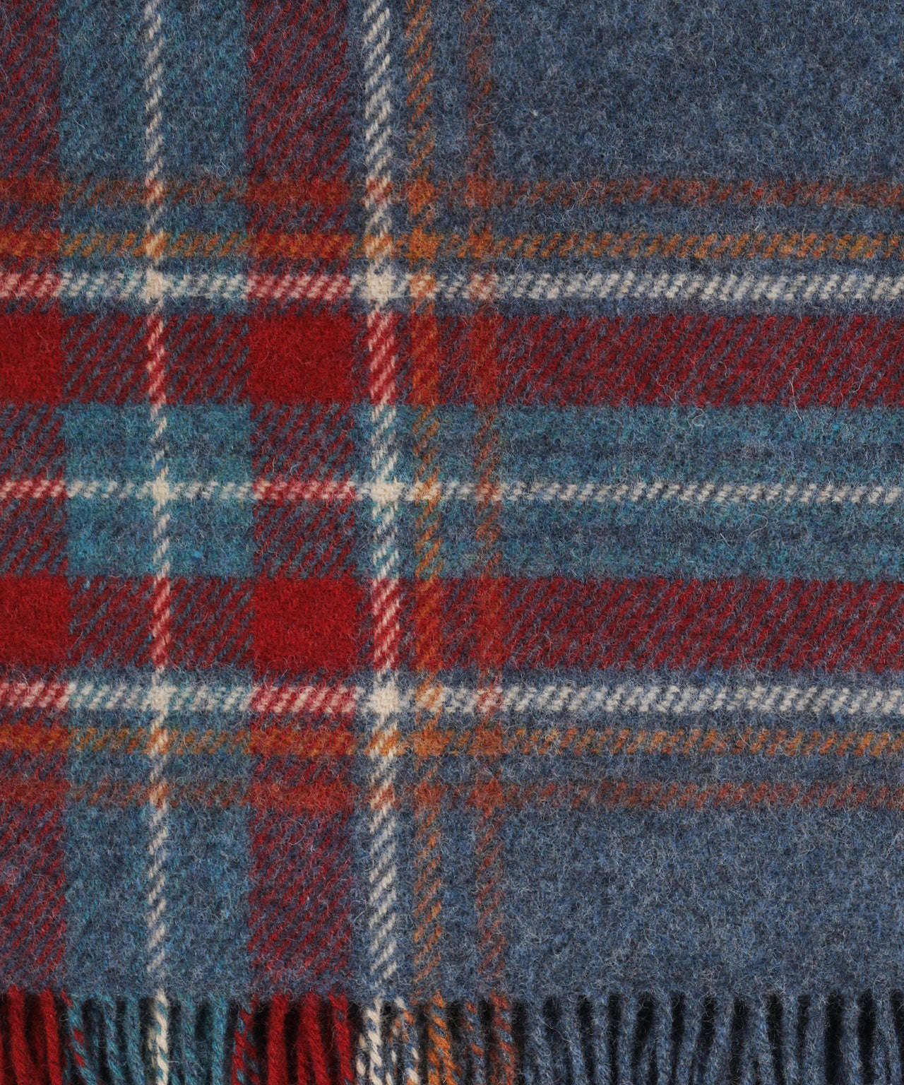 John Hanly Plaid Shetland | Denim Blue Rust Red Plaid