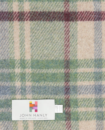 Irish Plaid made of Shetland Wool | Denim Green Camel Burgundy Plaid