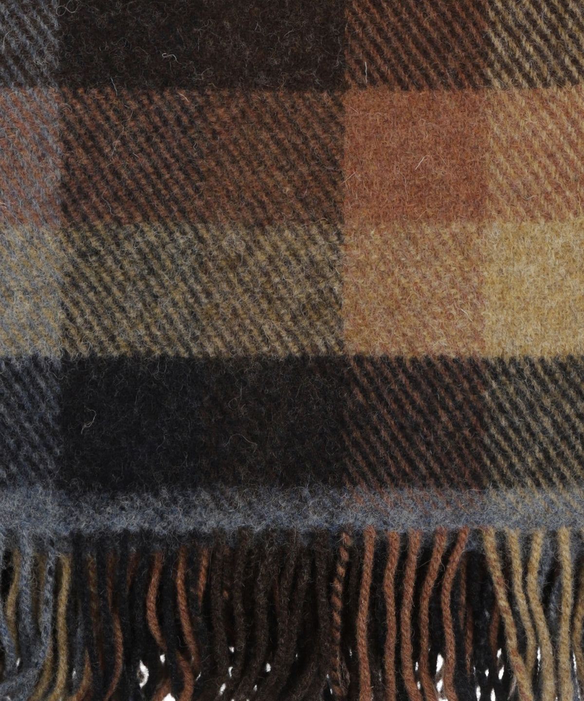 John Hanly Plaid Shetland | Brown CharcoalGrey Rust Box Plaid