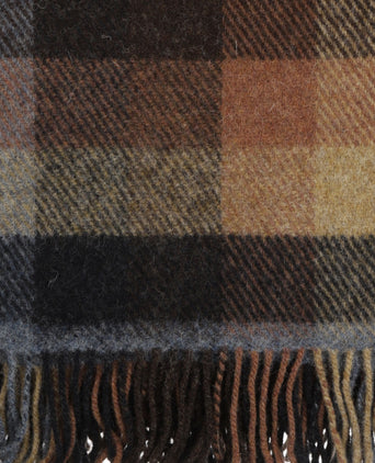 Ierse Plaid van Shetland Wol | Brown CharcoalGrey Rust Box Plaid