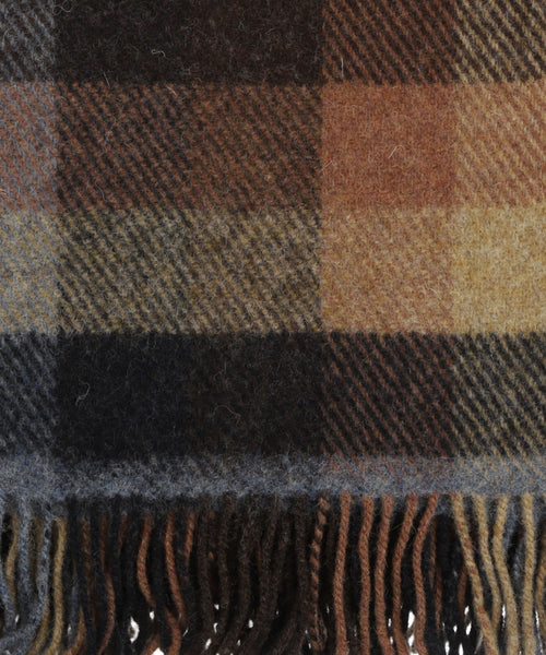 Irish Plaid of Shetland Wool | Brown CharcoalGrey Rust Box Plaid