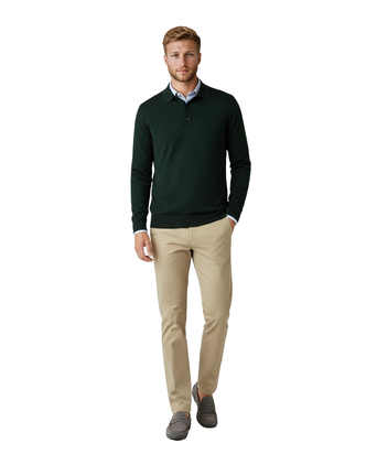 Pullover polo merino wol | Groen