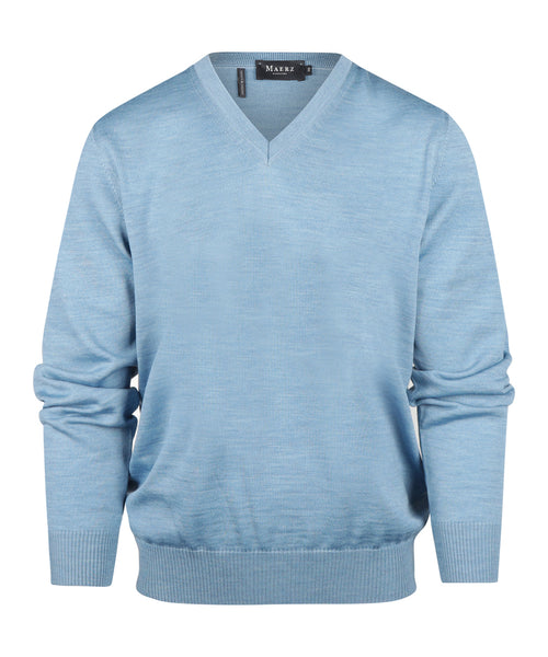 Merino wool v-neck sweater | Blue