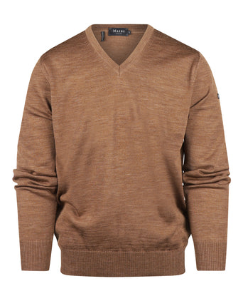 Merino wool v-neck sweater | Brown