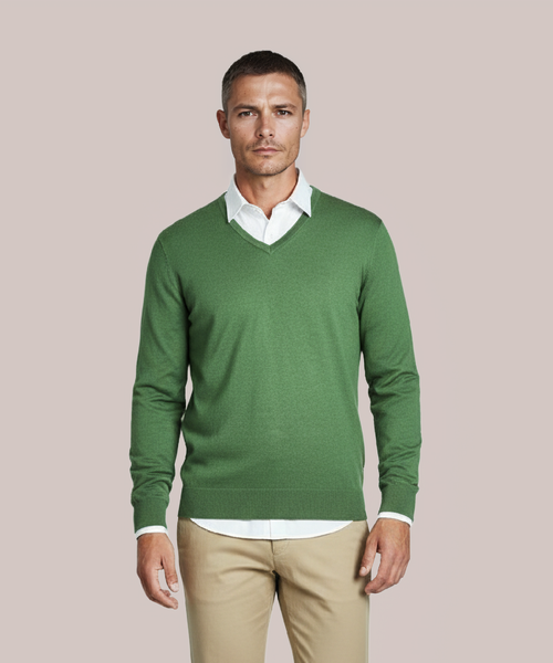 Pullover V-Hals Cotton/Cashmere | Groen
