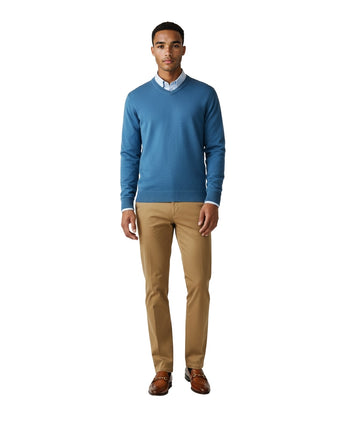Cotton v-neck sweater | Blue
