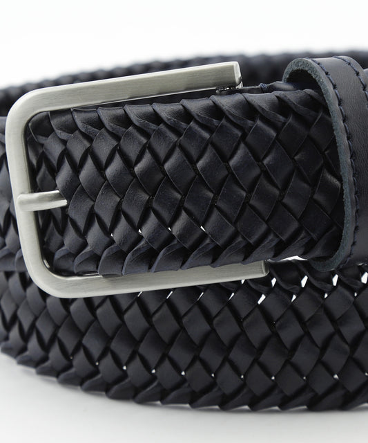 Eleganter geflochtener Ledergürtel | Marineblau