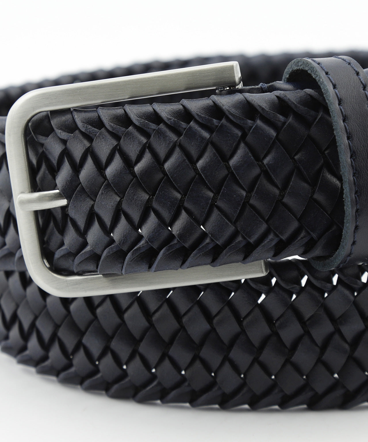 Eleganter geflochtener Ledergürtel | Marineblau
