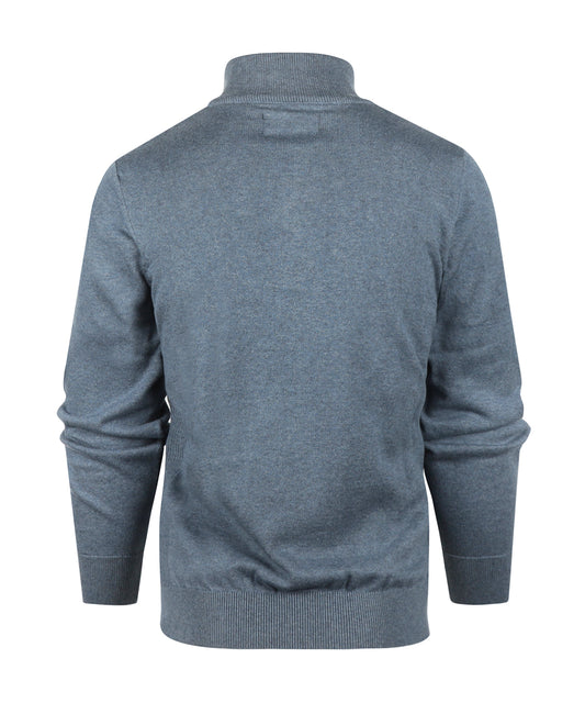 Barbour Baumwollpullover mit halbem Reißverschluss | Blau