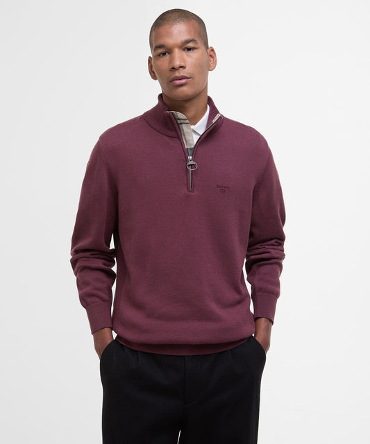 Barbour Baumwollpullover mit halbem Reißverschluss | Rot