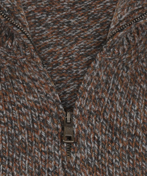 Fisherman Zip-up Sweater | Brown