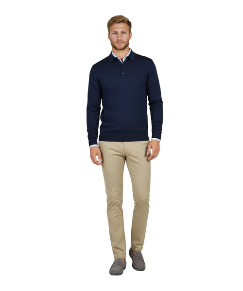 Pullover polo merino wool | Blue