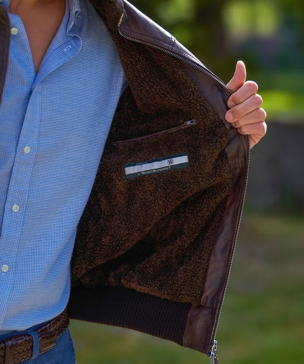 Wellington Leder-Pilotenjacke Belen | Braun
