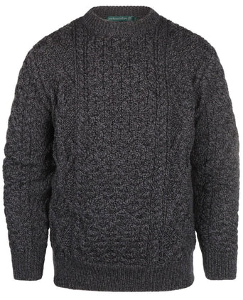 Aran round neck sweater | Anthracite Grey