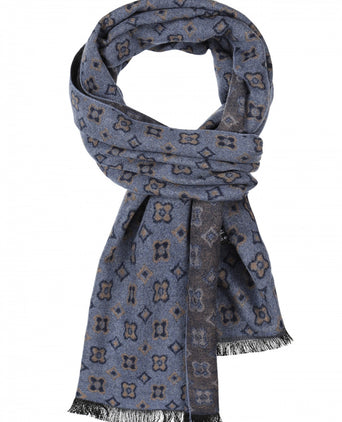 Viscose Scarf with classic Print | Blue