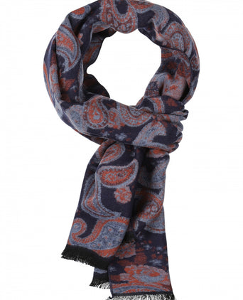 Viscose Scarf with classic Print | Blue