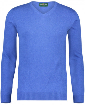 Pullover Cotton/Cashmere v-hals | Blauw