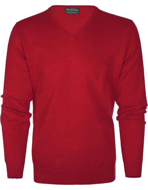 Pullover Cotton/Cashmere v-neck | Red