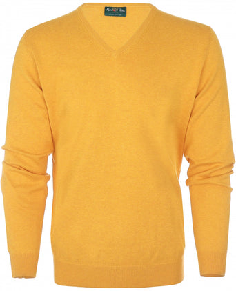 Pullover Cotton/Cashmere v-hals | Geel