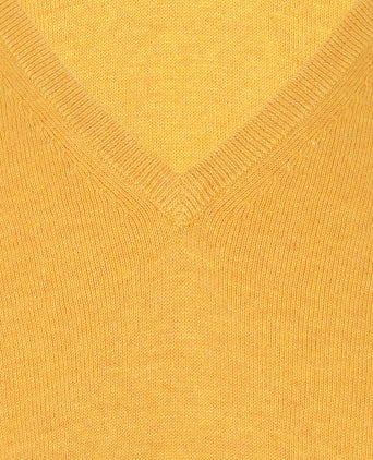 Sweater Cotton/Cashmere v-neck | Yellow