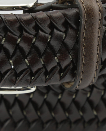 Elastische Leren Gevlochten Riem | Bruin