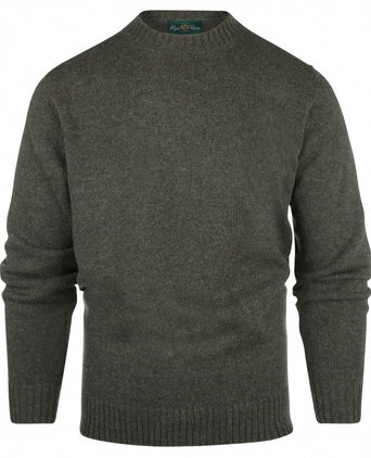 Alan Paine Shetland Crew Neck Pullover | Green