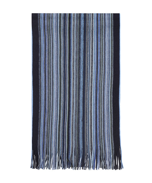 Scarf wool knitted 180x26 | Blue