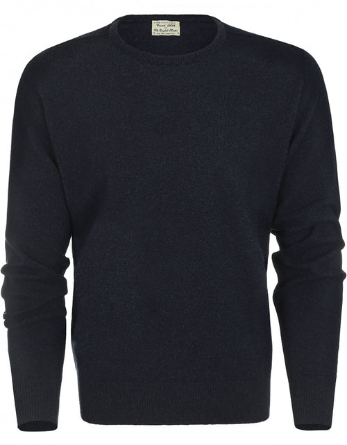 William Lockie Round Neck Lambswool Pullover | Oxford Blue