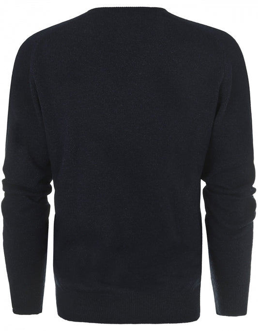 William Lockie Round Neck Lambswool Pullover | Oxford Blue