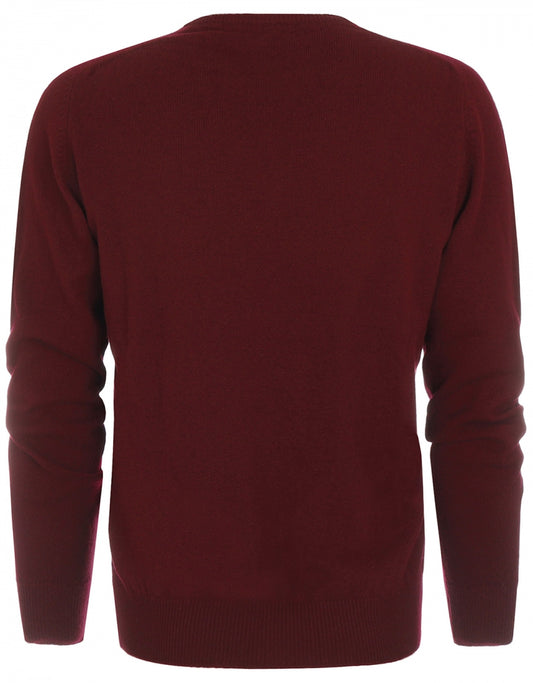 William Lockie Round Neck Lambswool Pullover | Bordeaux