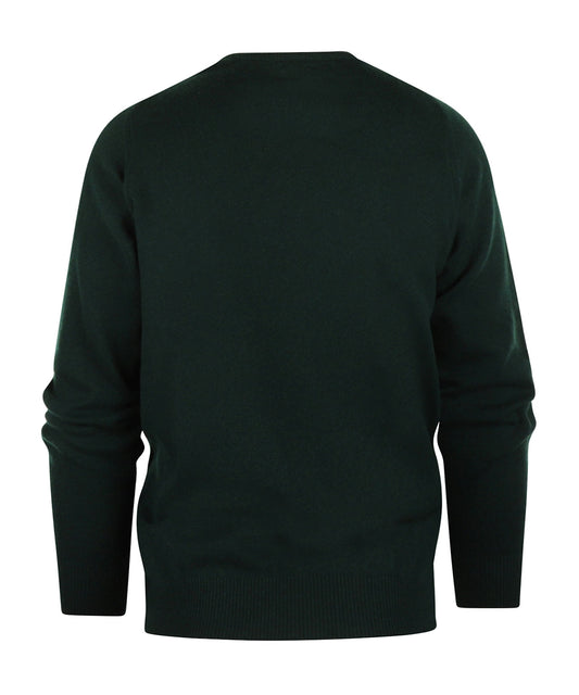 William Lockie Round Neck Lambswool Pullover | Tartan Green