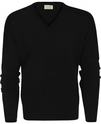 William Lockie V-hals Lamswol Pullover | Black