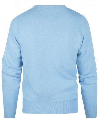 William Lockie V-hals Lamswol Pullover | Blue Sky