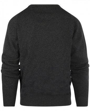 William Lockie V-hals Lamswol Pullover | Navy/Seaweed