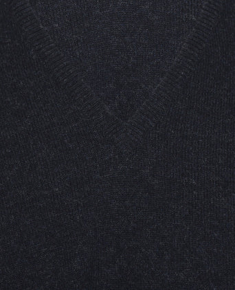 William Lockie V-neck Lambswool Pullover | Oxford Blue