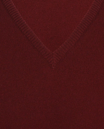William Lockie V-neck Lambswool Pullover | Bordeaux